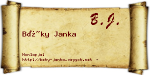 Béky Janka névjegykártya